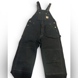 Vintage 90s Carhartt R01 BLK Black Duck Double Knee Bib Overalls